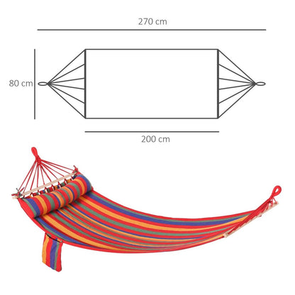 Outsunny Cotton Hammock with Pillow for Camping & Garden