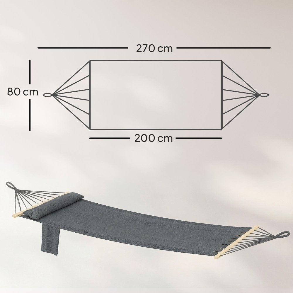 Outsunny Cotton Hammock with Pillow for Camping & Garden