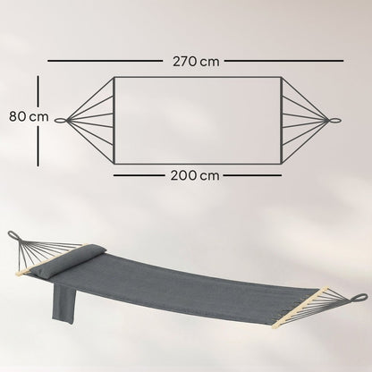 Outsunny Cotton Hammock with Pillow for Camping & Garden