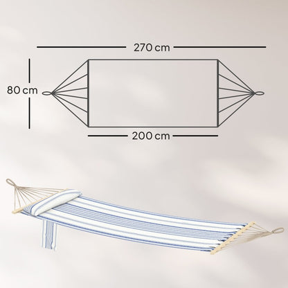 Outsunny Cotton Hammock with Pillow for Camping & Garden