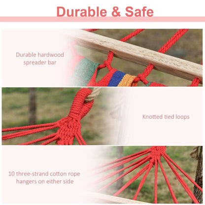 Outsunny Cotton Hammock with Pillow for Camping & Garden