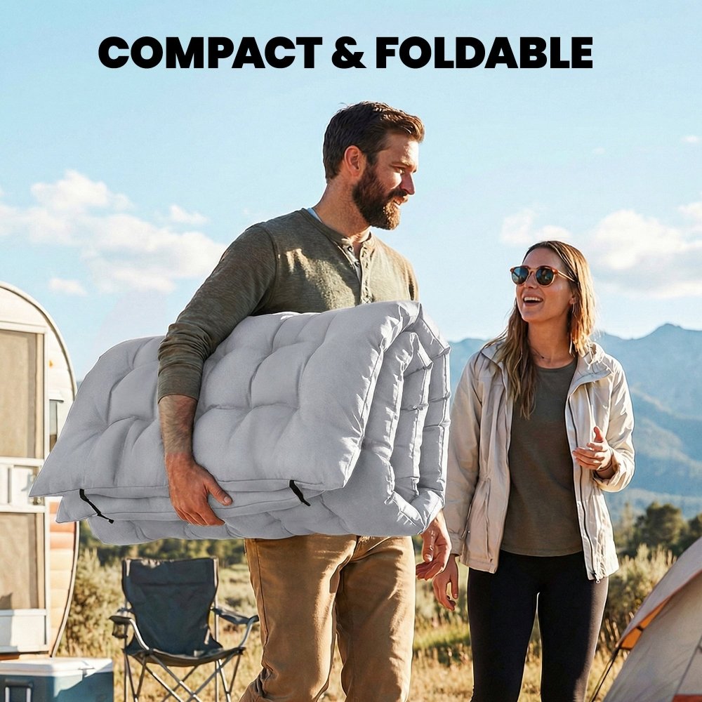 Outsunny Foldable Camping Mattress Pad with Elastic Straps