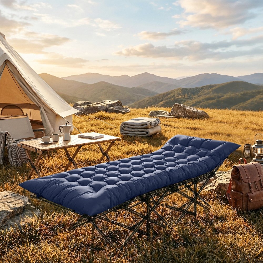 Outsunny Foldable Camping Mattress Pad with Elastic Straps
