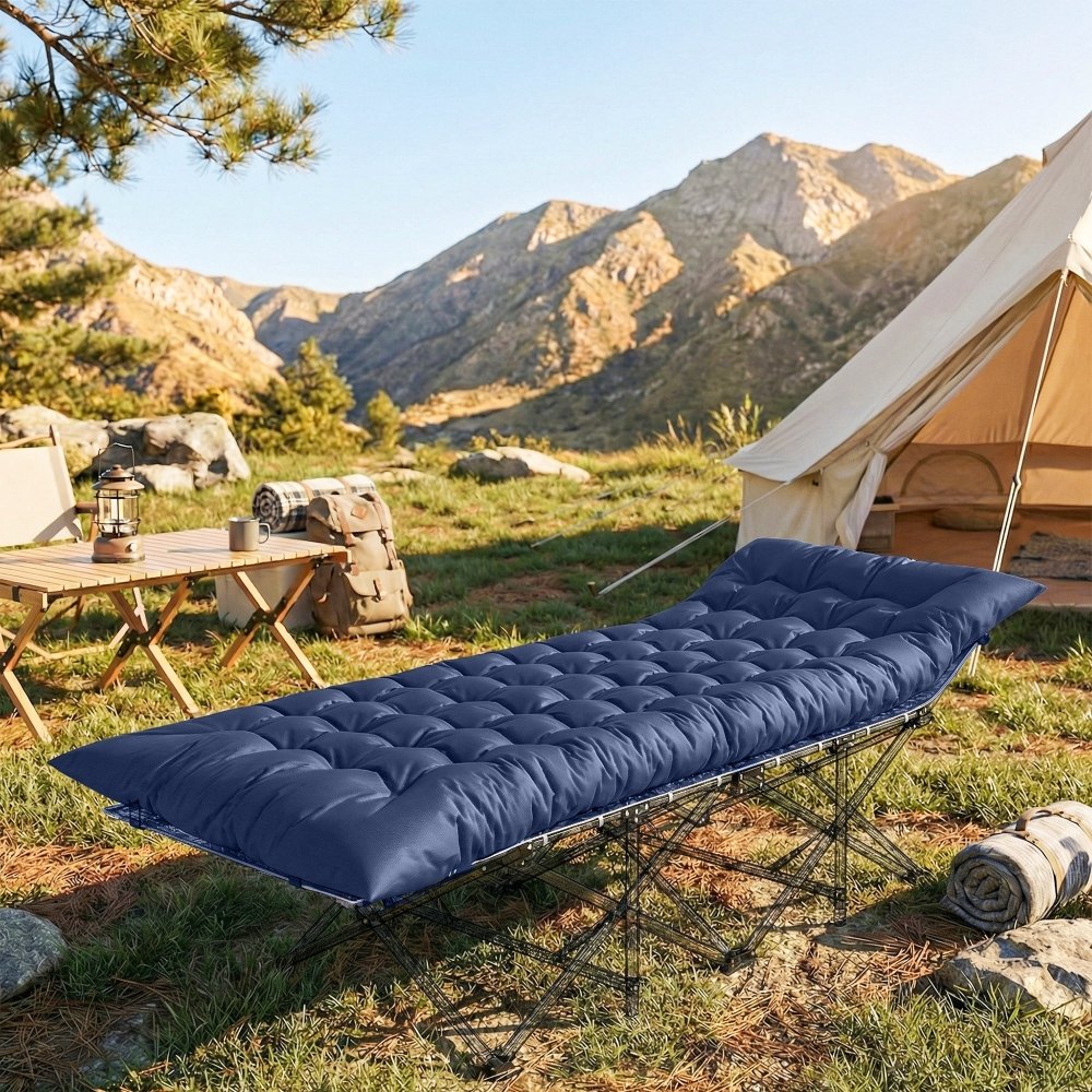 Outsunny Foldable Camping Mattress Pad with Elastic Straps
