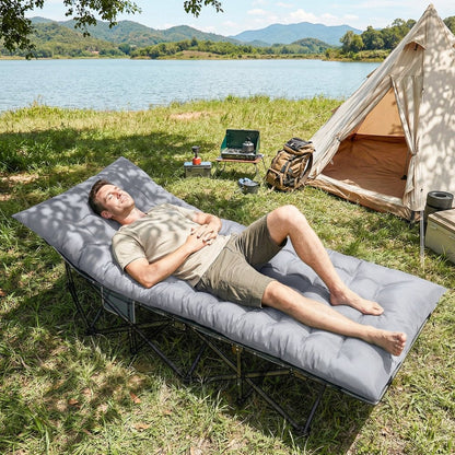 Outsunny Foldable Camping Mattress Pad with Elastic Straps