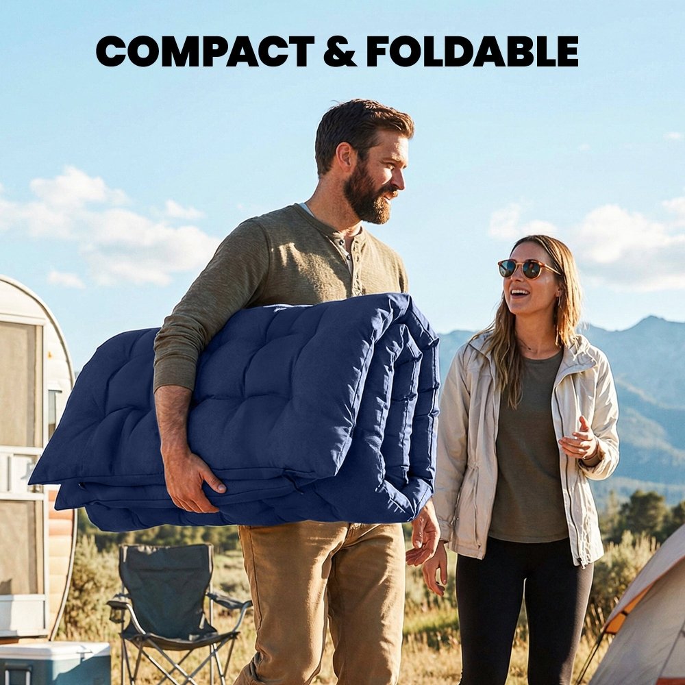 Outsunny Foldable Camping Mattress Pad with Elastic Straps