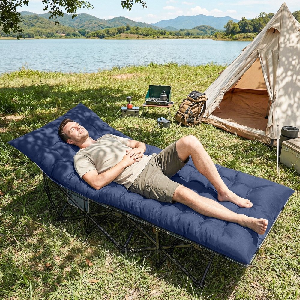 Outsunny Foldable Camping Mattress Pad with Elastic Straps