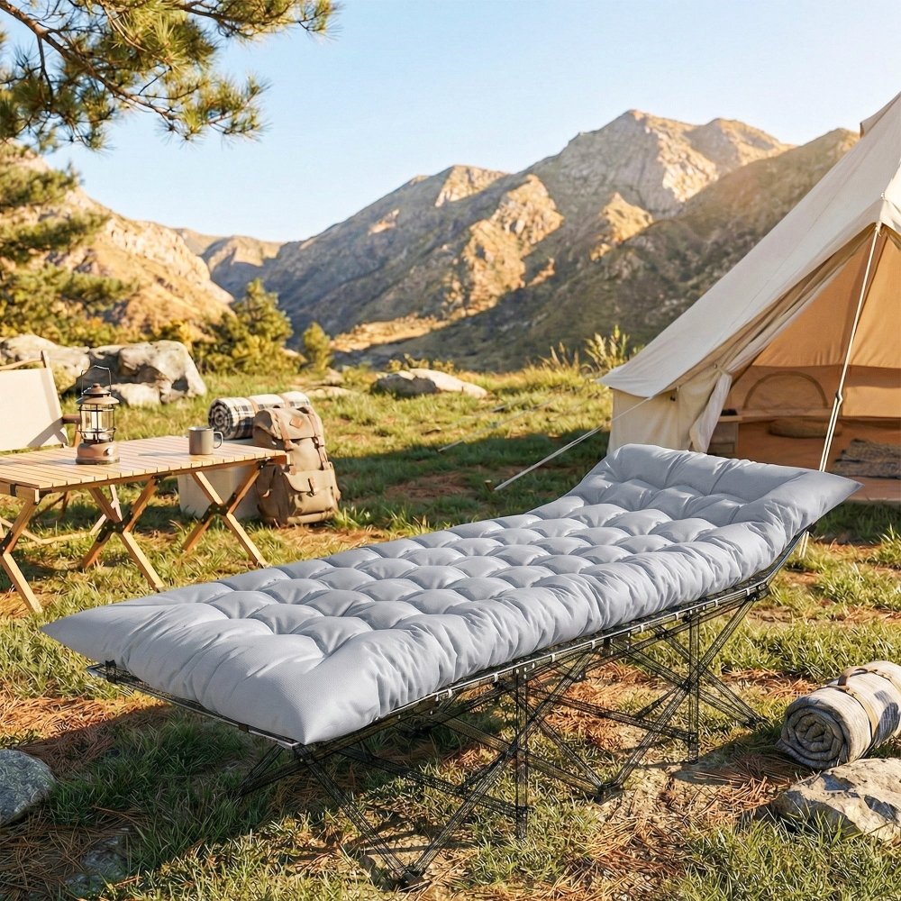 Outsunny Foldable Camping Mattress Pad with Elastic Straps