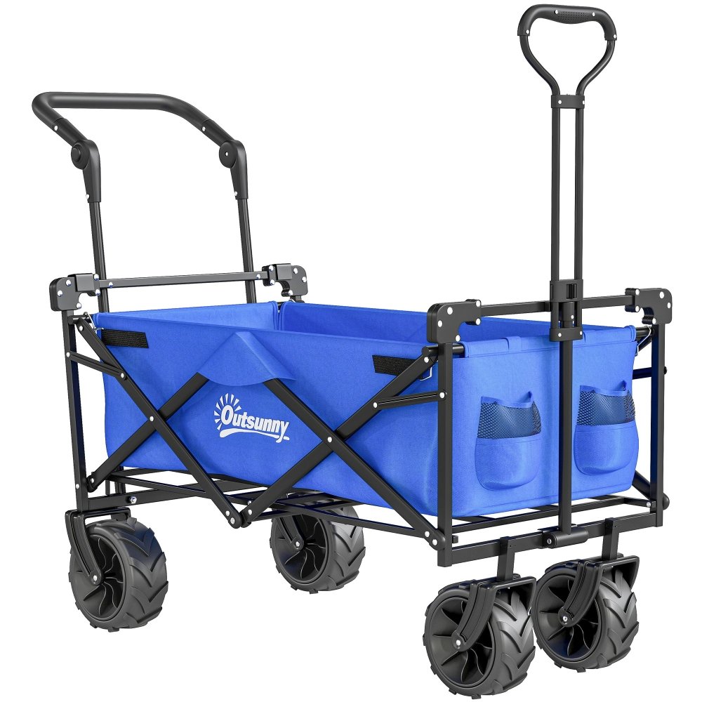 Outsunny Folding Festival Trolley Cart with Canopy & Push Pull Handle