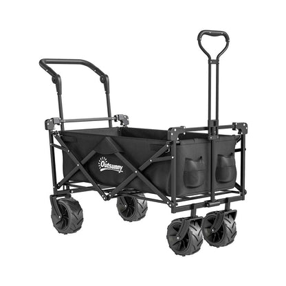 Outsunny Folding Festival Trolley Cart with Canopy & Push Pull Handle