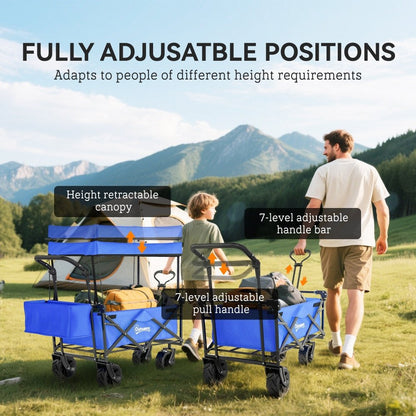 Outsunny Folding Festival Trolley Cart with Canopy & Push Pull Handle