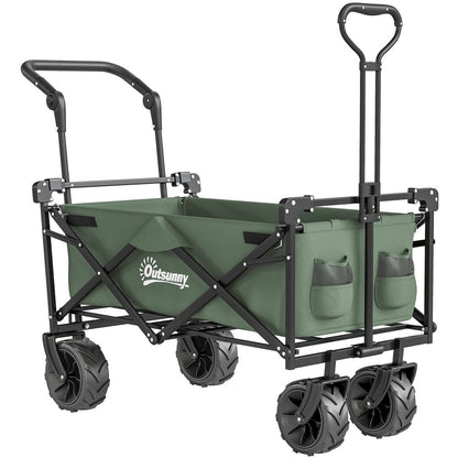 Outsunny Folding Festival Trolley Cart with Canopy & Push Pull Handle