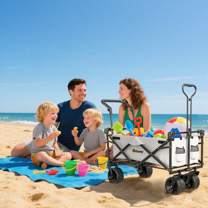 Outsunny Folding Festival Trolley Cart with Canopy & Push Pull Handle