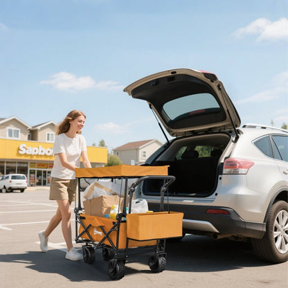 Outsunny Folding Festival Trolley Cart with Canopy & Push Pull Handle