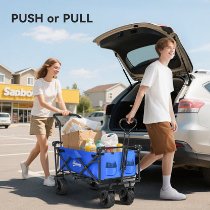 Outsunny Folding Festival Trolley Cart with Canopy & Push Pull Handle