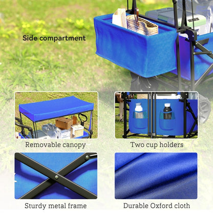 Outsunny Folding Festival Trolley Cart with Canopy & Push Pull Handle