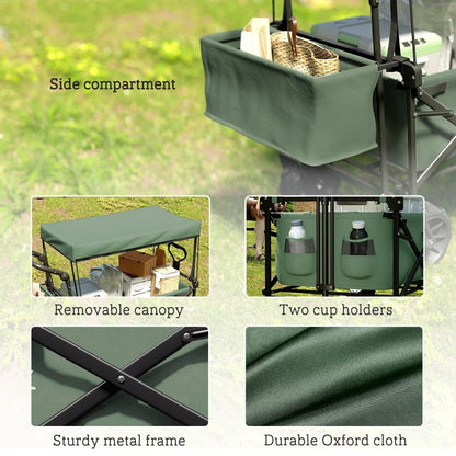 Outsunny Folding Festival Trolley Cart with Canopy & Push Pull Handle