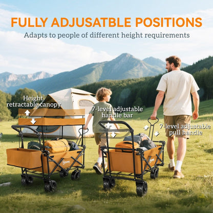 Outsunny Folding Festival Trolley Cart with Canopy & Push Pull Handle
