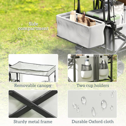 Outsunny Folding Festival Trolley Cart with Canopy & Push Pull Handle