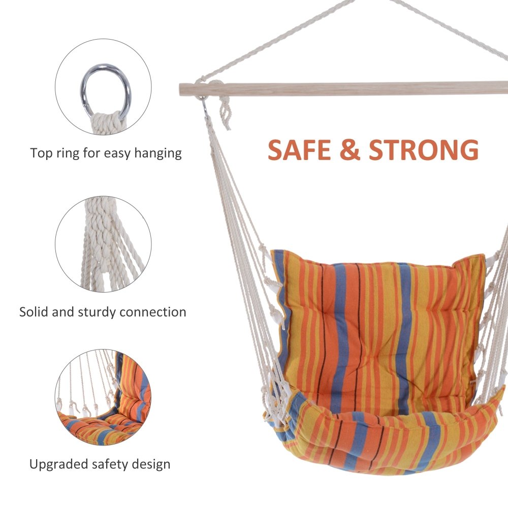 Outsunny Hanging Hammock Chair for Garden, Camping & Outdoor Use