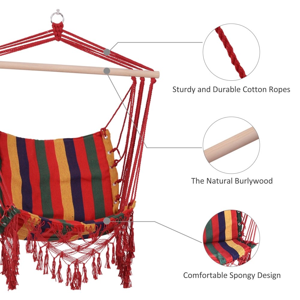Outsunny Hanging Hammock Chair for Garden, Camping & Outdoor Use