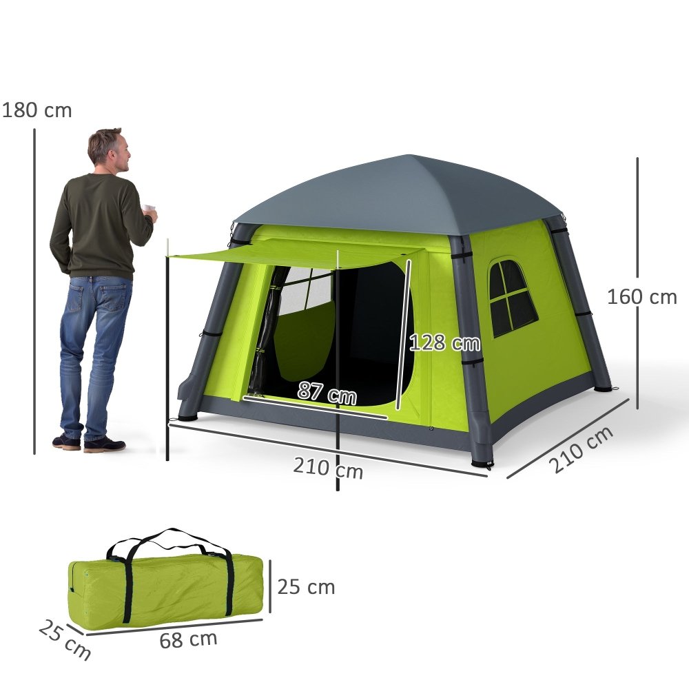 Outsunny Inflatable 2 Man Tent Waterproof Air Tent