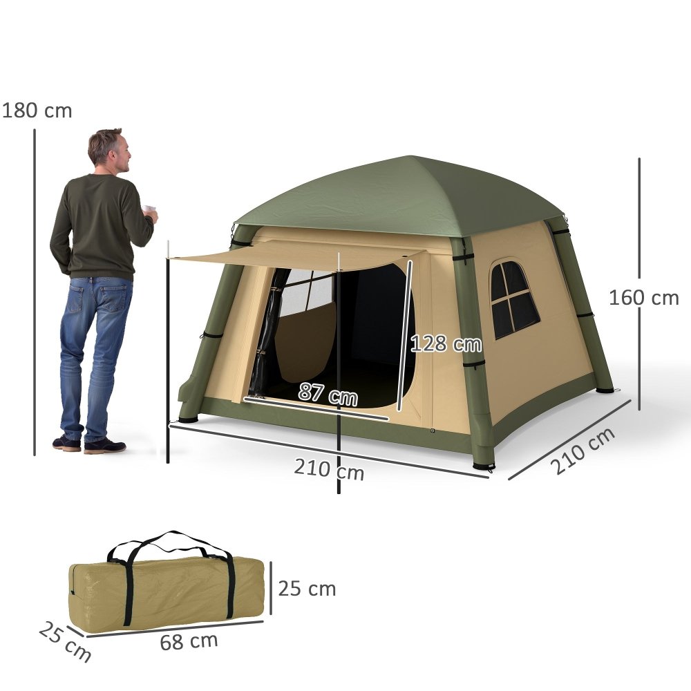 Outsunny Inflatable 2 Man Tent Waterproof Air Tent