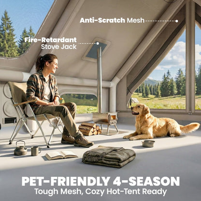 Outsunny Inflatable 4 Season Hot Tent with Stove Jack & 10K Waterproof