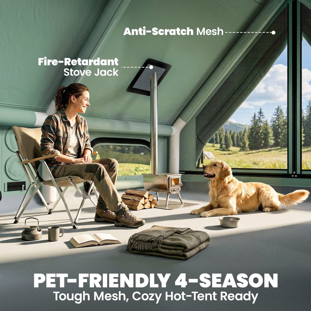 Outsunny Inflatable 4 Season Hot Tent with Stove Jack & 10K Waterproof