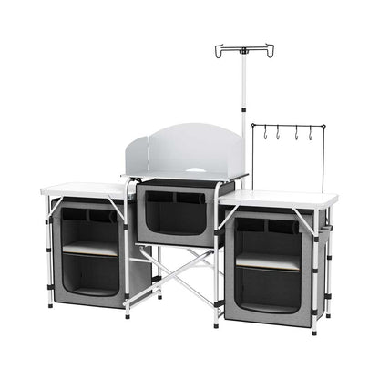 Outsunny Portable Camping Kitchen Unit with Storage & Tables
