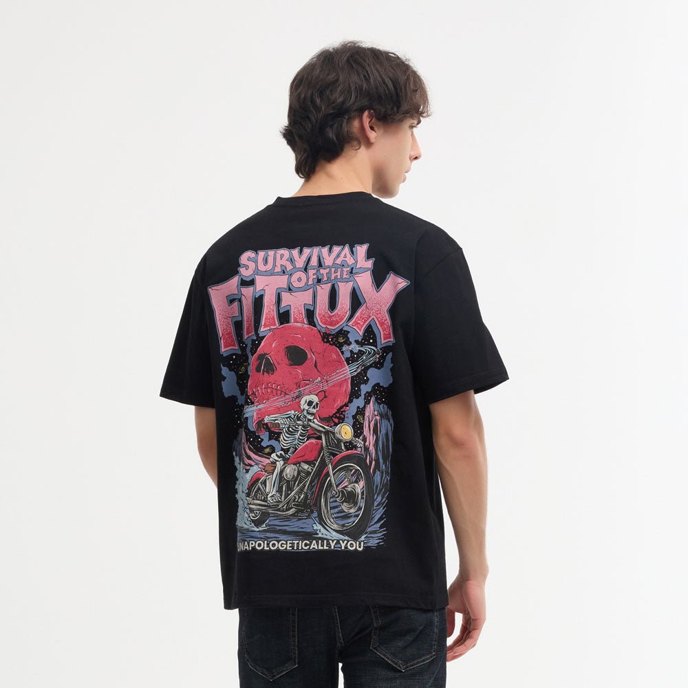 Oversized Reverse Printed Survival T-Shirt - Fittux