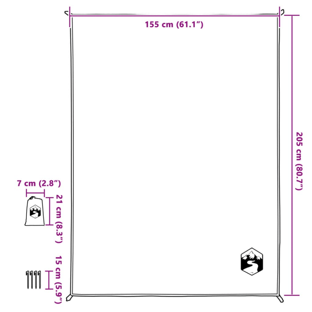 Picnic Blanket with Pegs – Green 205x155 cm - Fittux