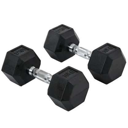 Rubber Hex Dumbbell Set – Pairs from 4 kg to 20 kg
