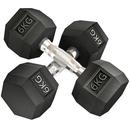 Rubber Hex Dumbbell Set – Pairs from 4 kg to 20 kg