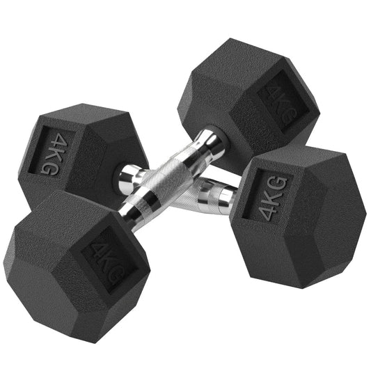 Rubber Hex Dumbbell Set – Pairs from 4 kg to 20 kg