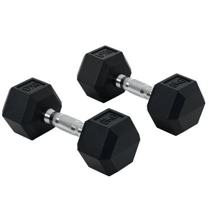 Rubber Hex Dumbbell Set – Pairs from 4 kg to 20 kg