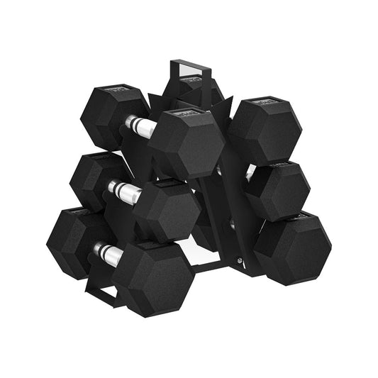 Rubber Hex Dumbbell Set with Rack 4kg - 8kg