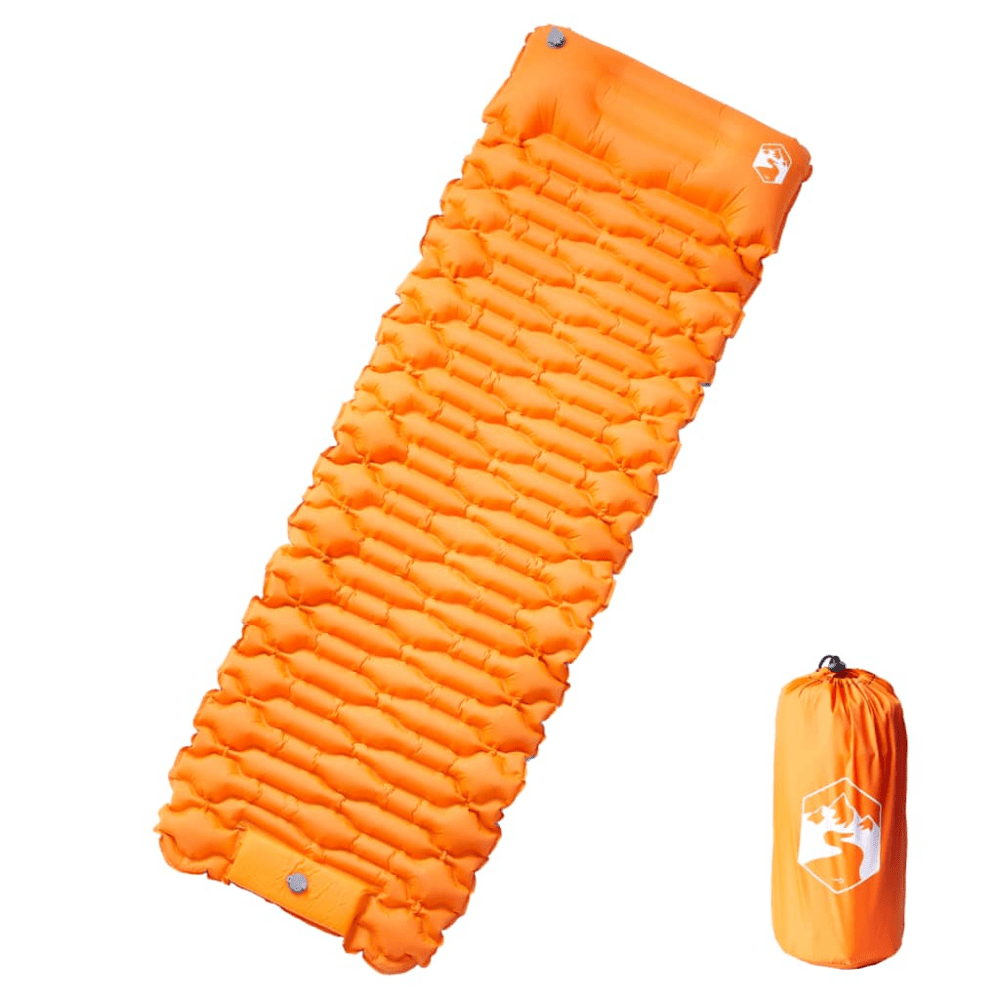Self - Inflating Camping Mattress with Pillow – 1 - Person Orange - Fittux