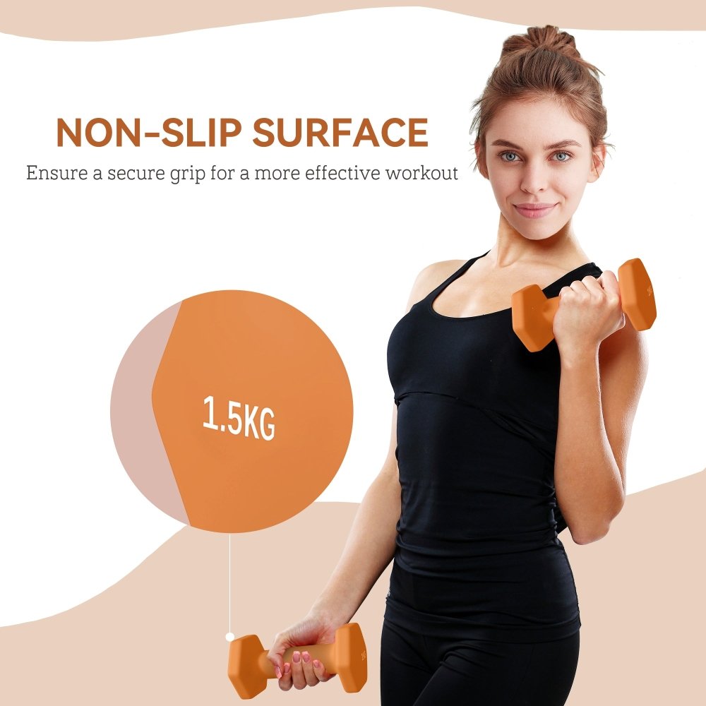 SPORTNOW Hex Dumbbells 1kg–6kg Pair with Non - Slip Grip