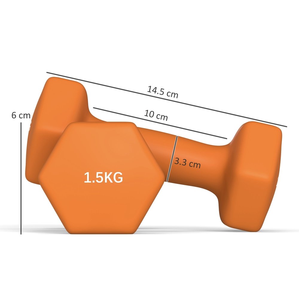 SPORTNOW Hex Dumbbells 1kg–6kg Pair with Non - Slip Grip