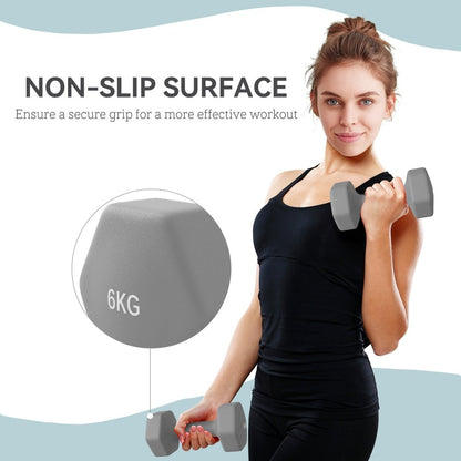 SPORTNOW Hex Dumbbells 1kg–6kg Pair with Non - Slip Grip