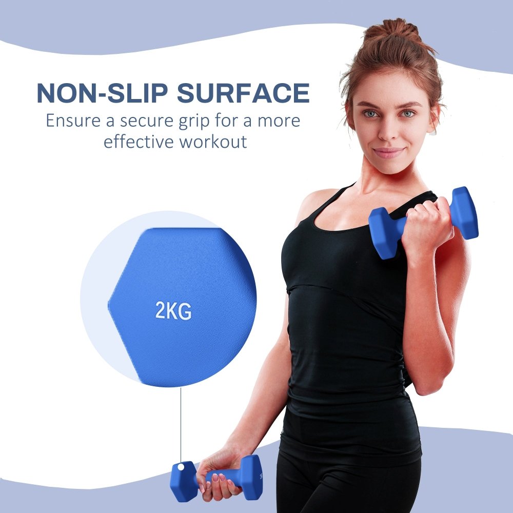 SPORTNOW Hex Dumbbells 1kg–6kg Pair with Non - Slip Grip