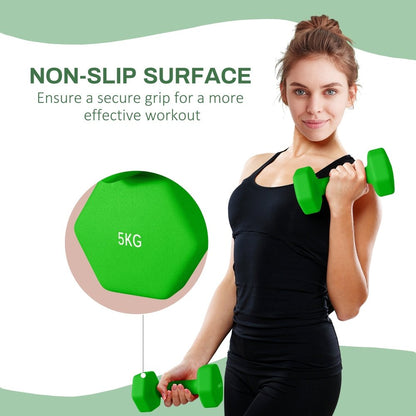 SPORTNOW Hex Dumbbells 1kg–6kg Pair with Non - Slip Grip