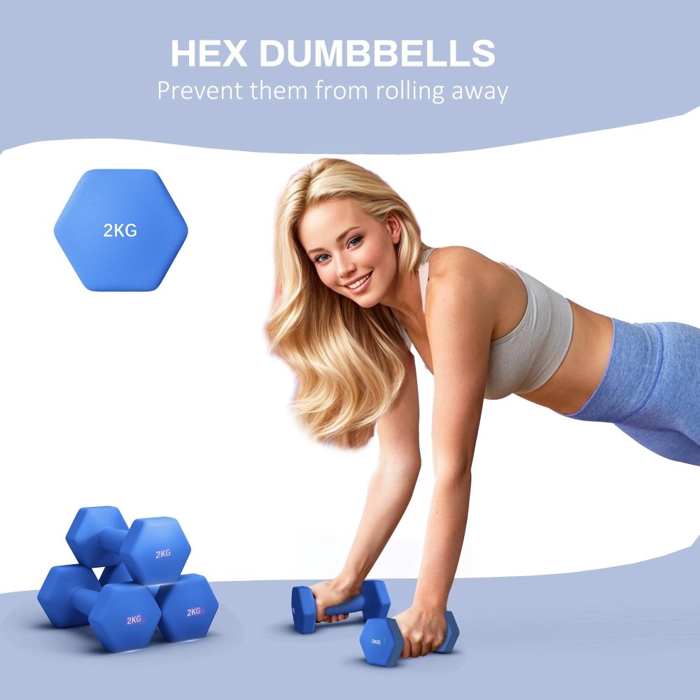 SPORTNOW Hex Dumbbells 1kg–6kg Pair with Non - Slip Grip