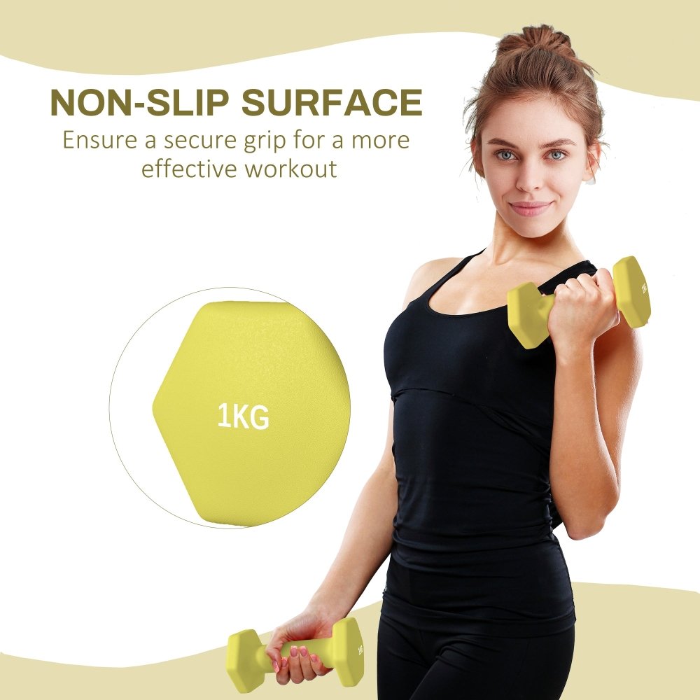 SPORTNOW Hex Dumbbells 1kg–6kg Pair with Non - Slip Grip