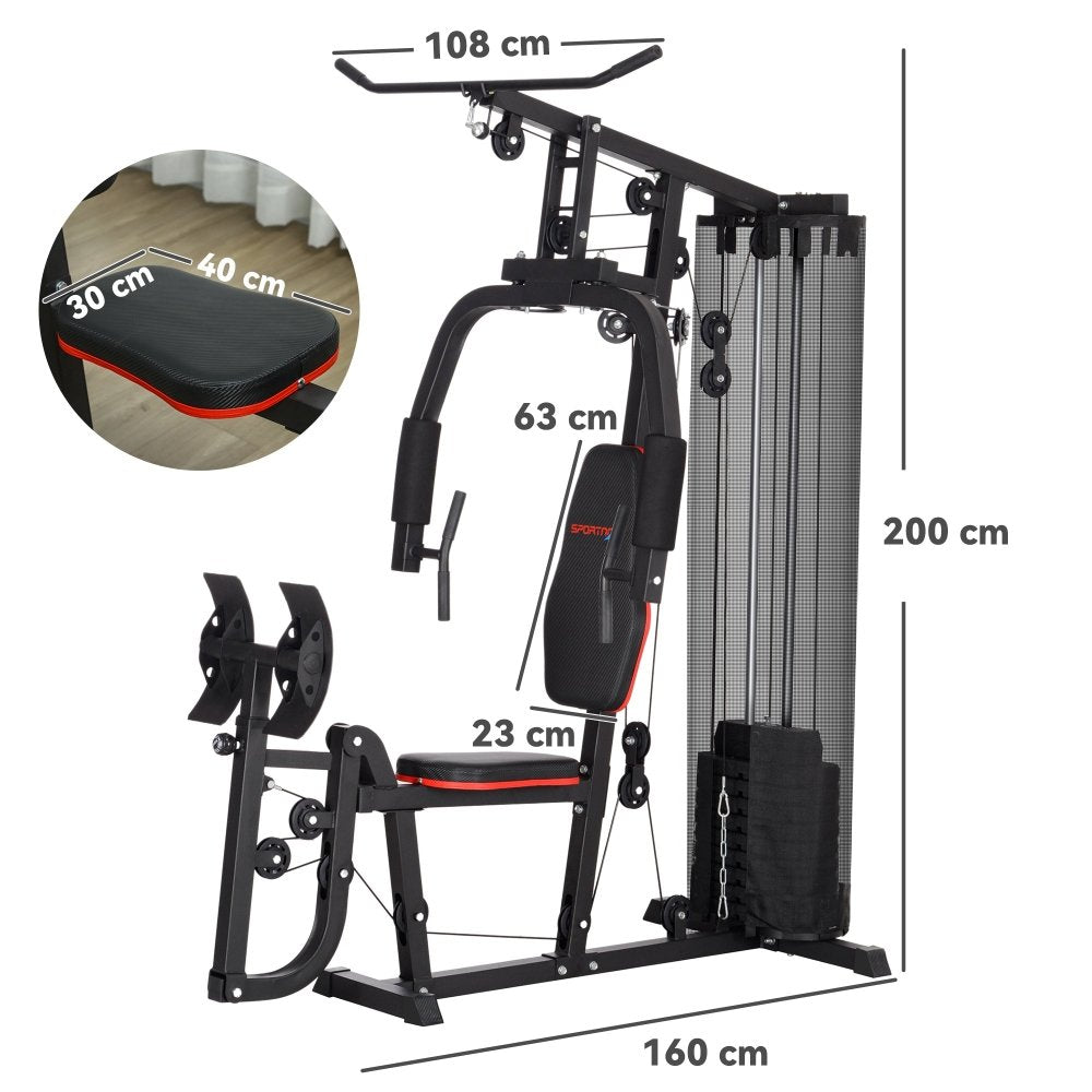 SPORTNOW Multi Gym With Leg Press – Compact Home Gym Machine With 45kg Weight Stack