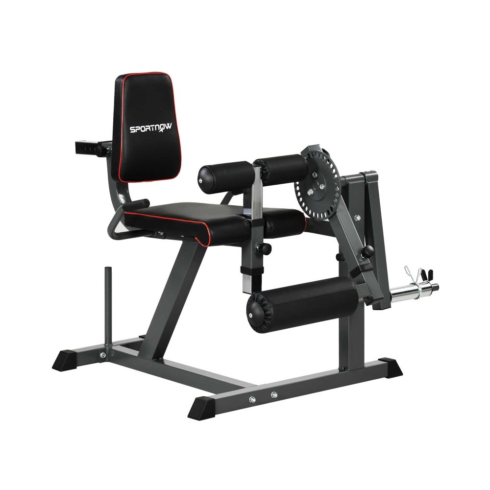SPORTNOW Seated Leg Extension and Curl Machine, Plate - Loaded Leg Extension Chair for Home Gym Quad, Hamstring and Glute Training