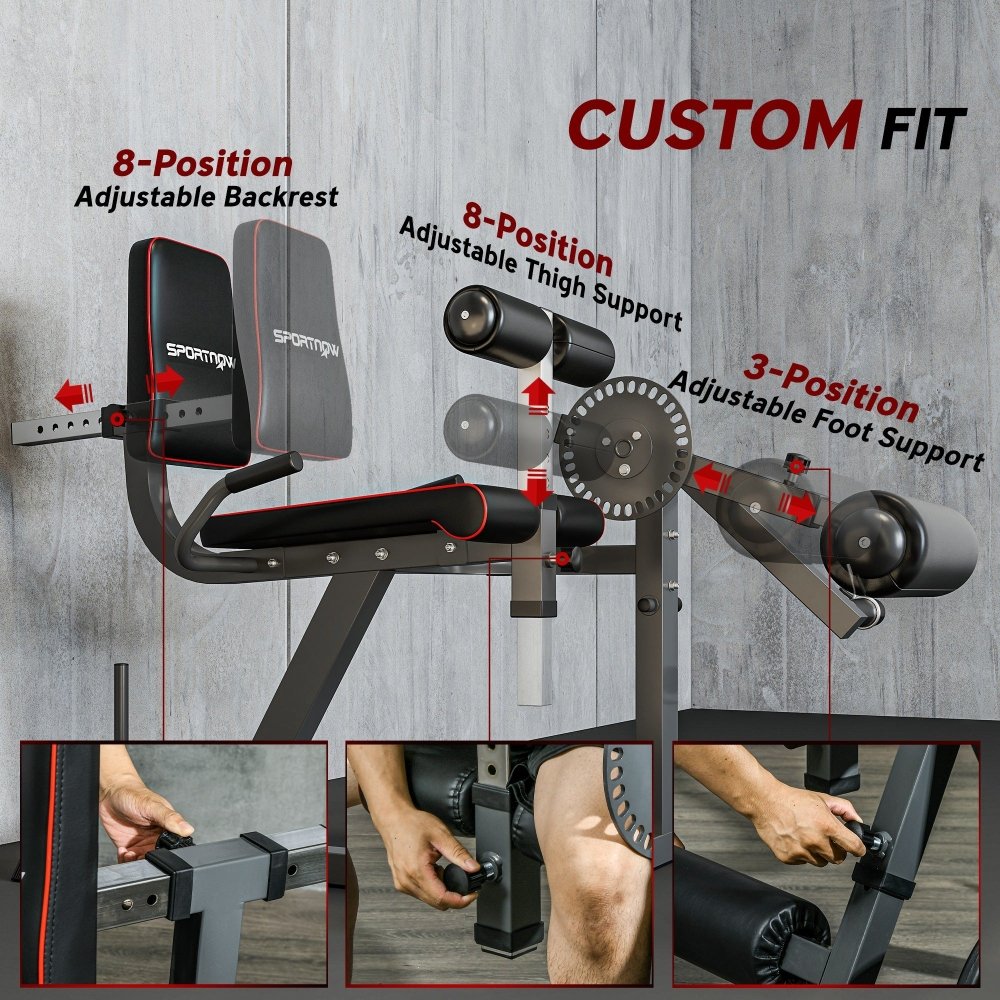 SPORTNOW Seated Leg Extension and Curl Machine, Plate - Loaded Leg Extension Chair for Home Gym Quad, Hamstring and Glute Training