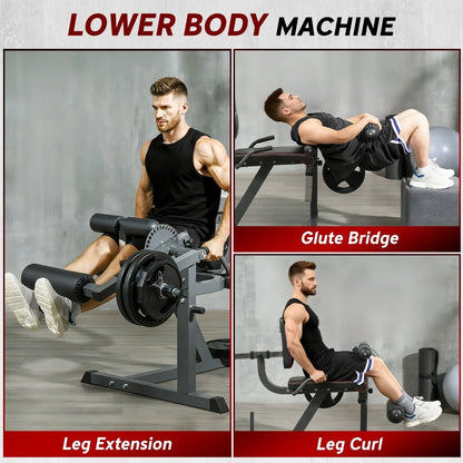 SPORTNOW Seated Leg Extension and Curl Machine, Plate - Loaded Leg Extension Chair for Home Gym Quad, Hamstring and Glute Training