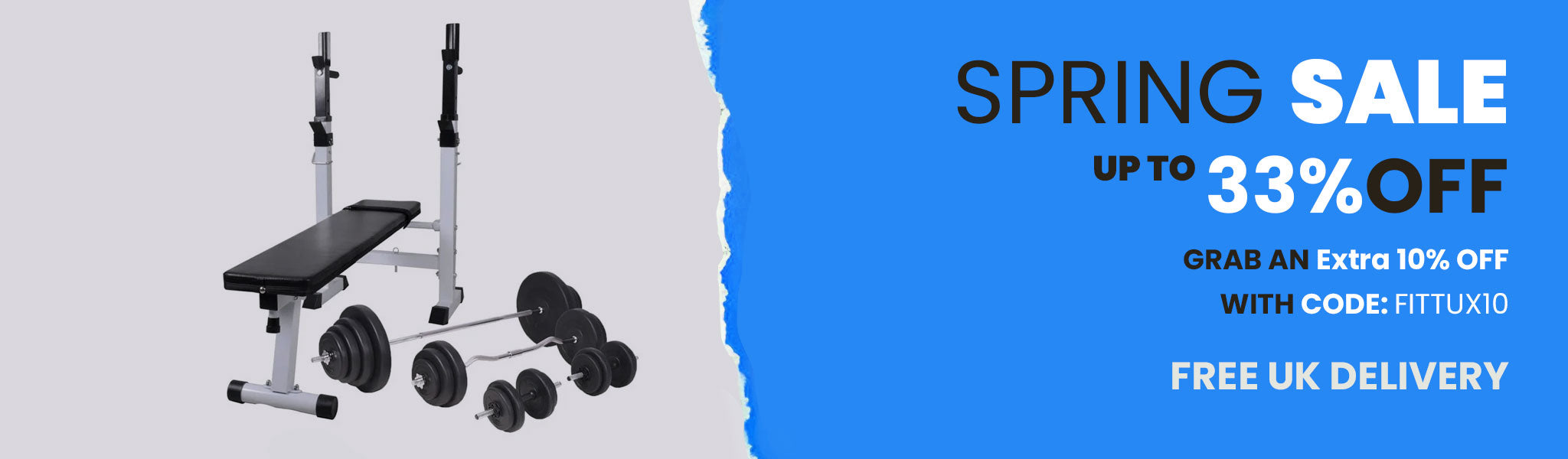 Spring Sale Banner showing a weight bench.